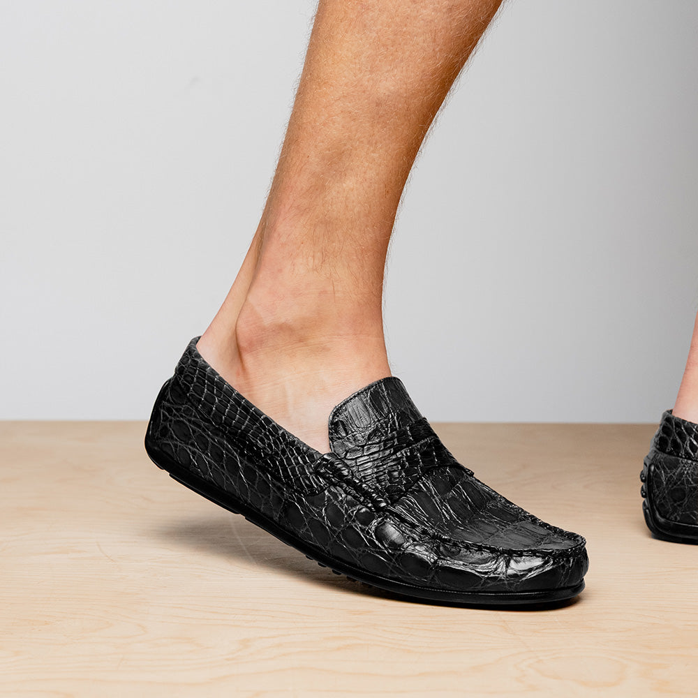 31-103-BKM MONZA Crocodile Driver, Black