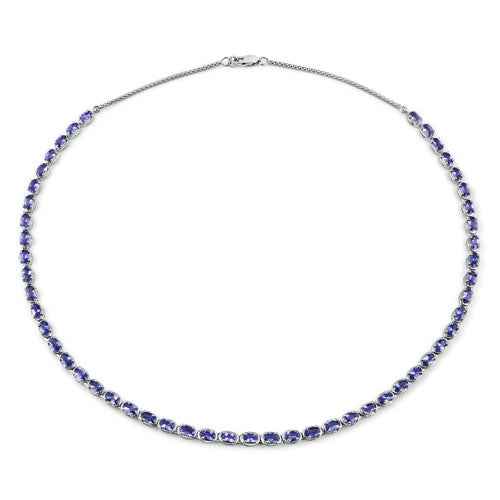 10.00 Carat Genuine Tanzanite .925 Sterling Silver Necklace