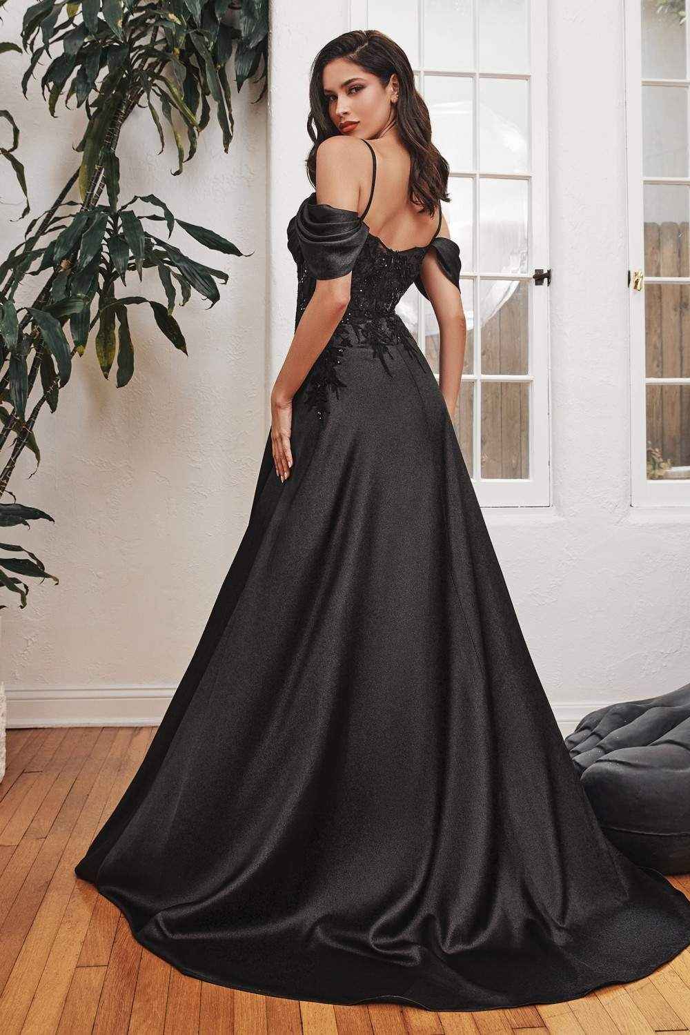 Cinderella Divine OC012 Long Satin Off the Shoulder Gown