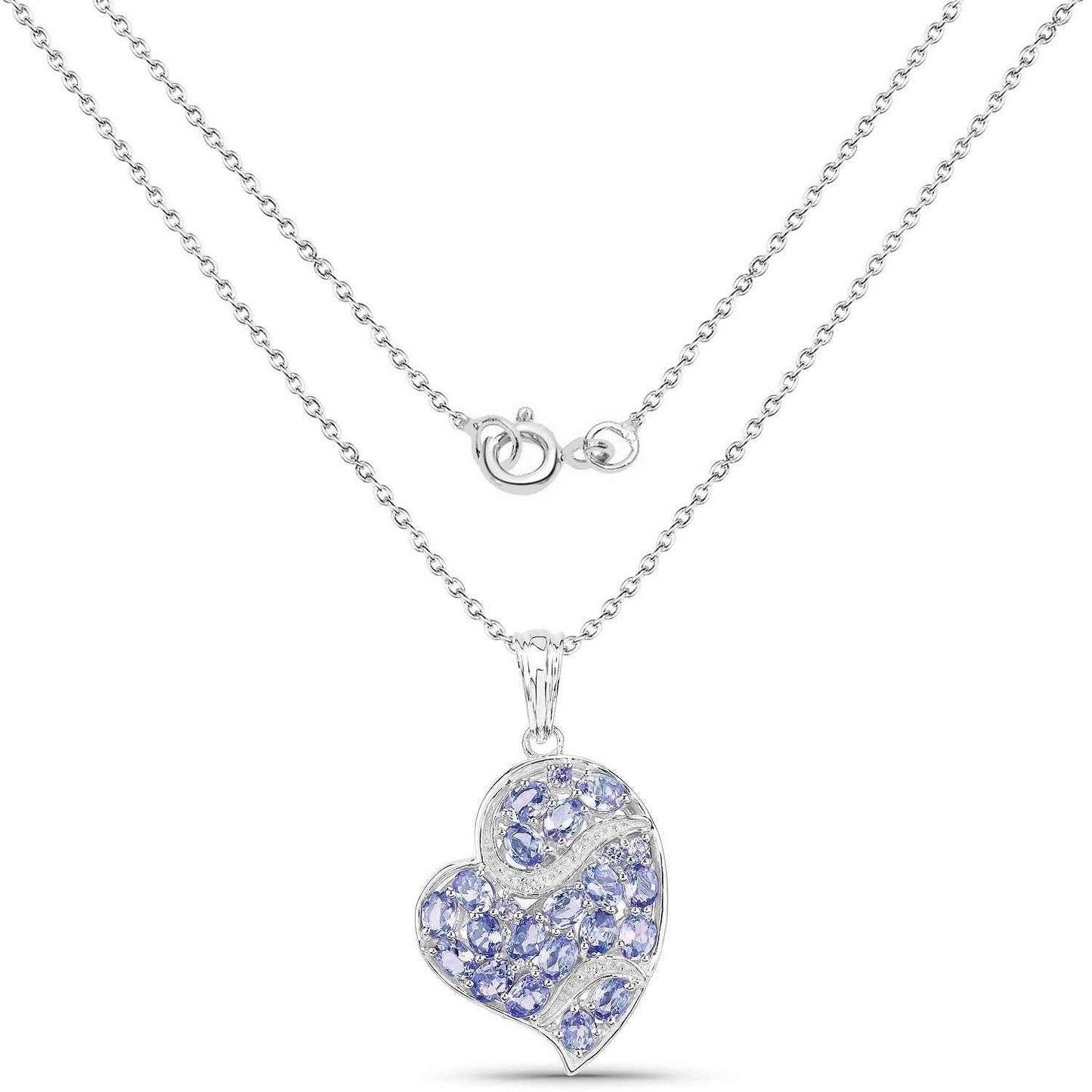 3.40 Carat Genuine Tanzanite and White Topaz .925 Sterling Silver Pendant