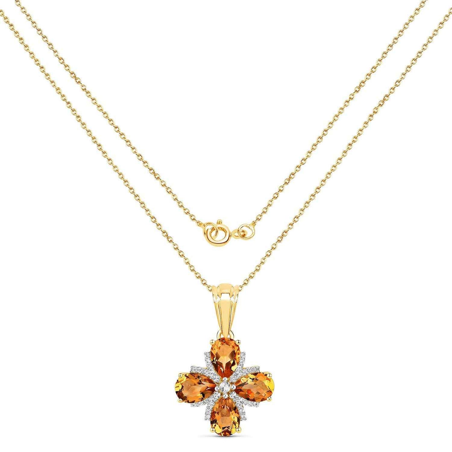 2.46 Carat Genuine Madeira Citrine and White Topaz .925 Sterling Silver Pendant