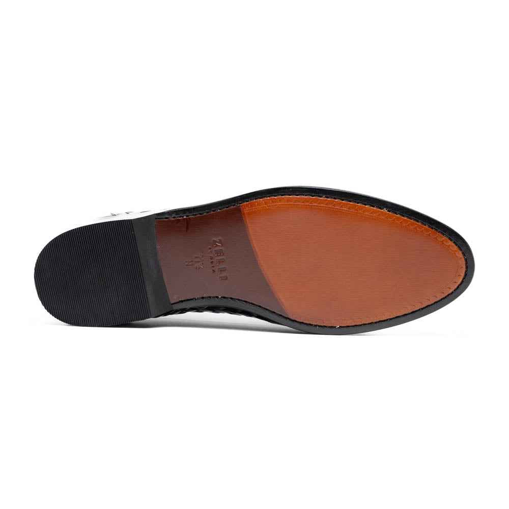 15-250-BLK RIVIERA Basketweave Calfskin Tassel Loafer, Black