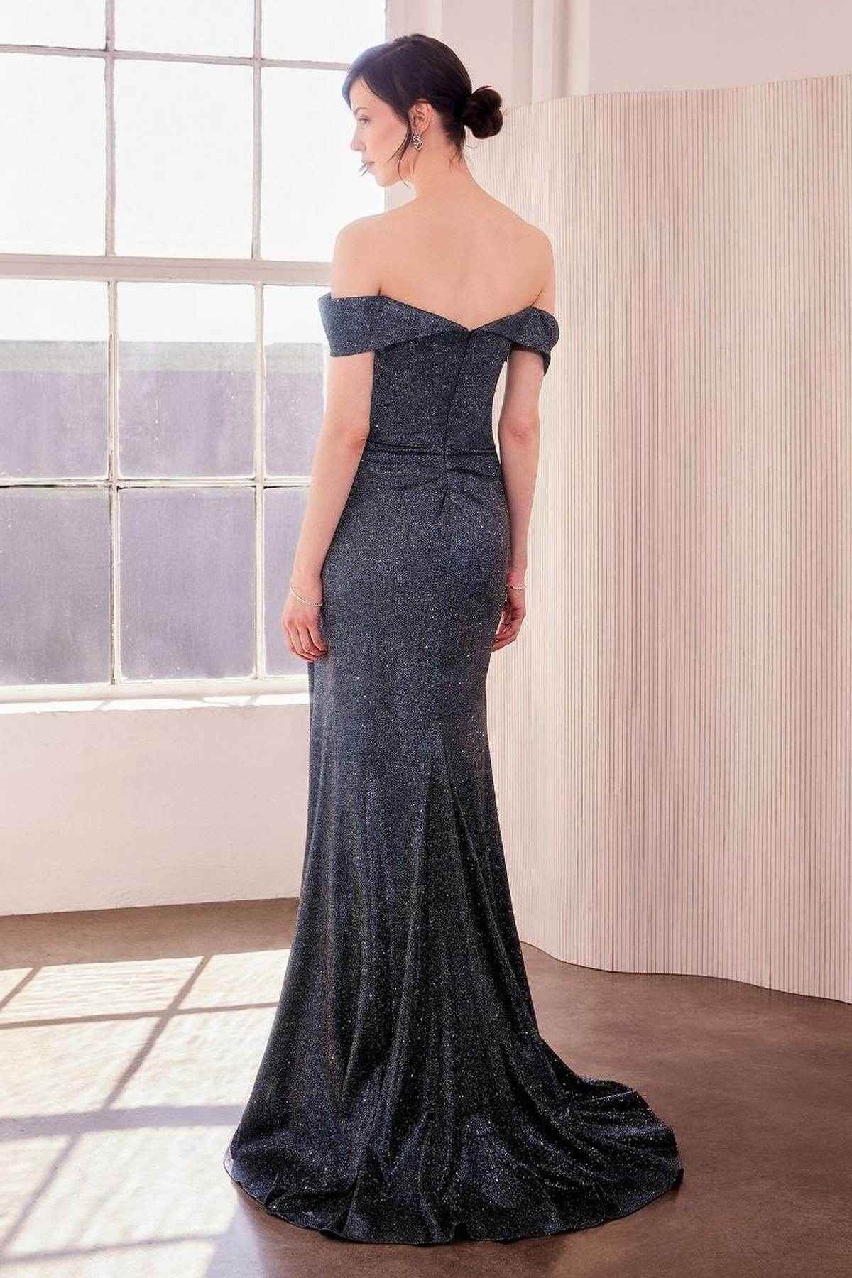 Ladivine Amoris T605 Off Shoulder Sweetheart Neck Metallic Prom Gown