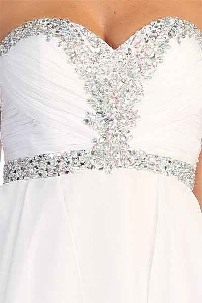 CLEARANCE - Celavie 3005s Short Coral A-Line Dress Sweetheart Rhinestone (Size S)