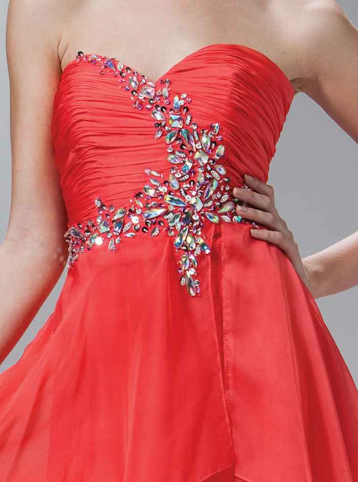 CLEARANCE - Cinderella Divine 788 Flared Strapless Embellished Short Dress (Size 8)