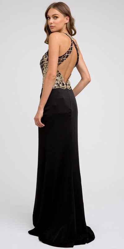 Juliet 614 Sexy Floor Length Formal Gown Cut Out Back Slit