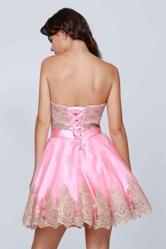 Juliet 759 Short Sweetheart Neckline Strapless Dress with Bow