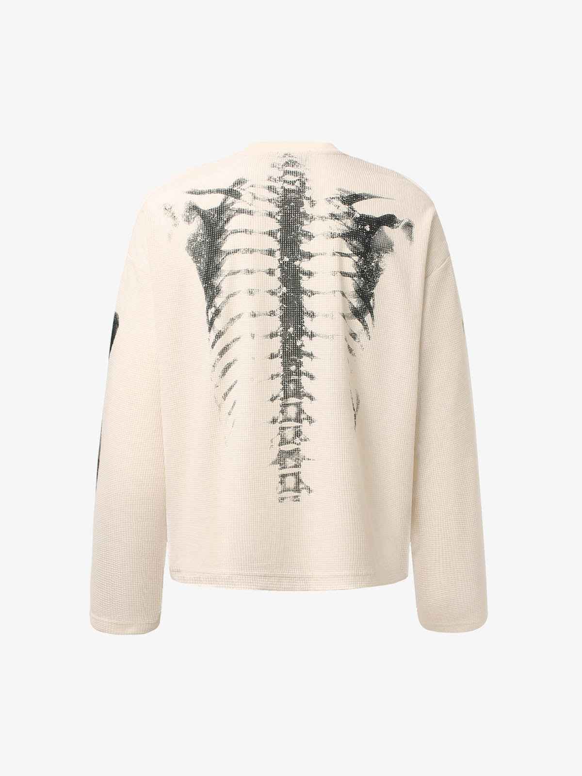 Skeleton Graphic Waffle Sweatshirt - 2495
