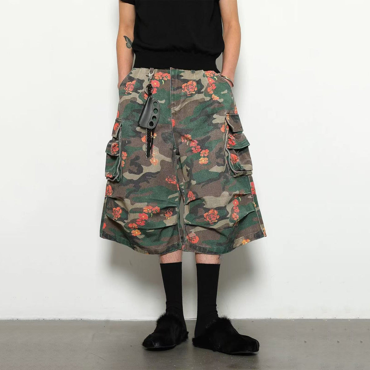 Camo Floral Baggy Wide-Leg Jorts