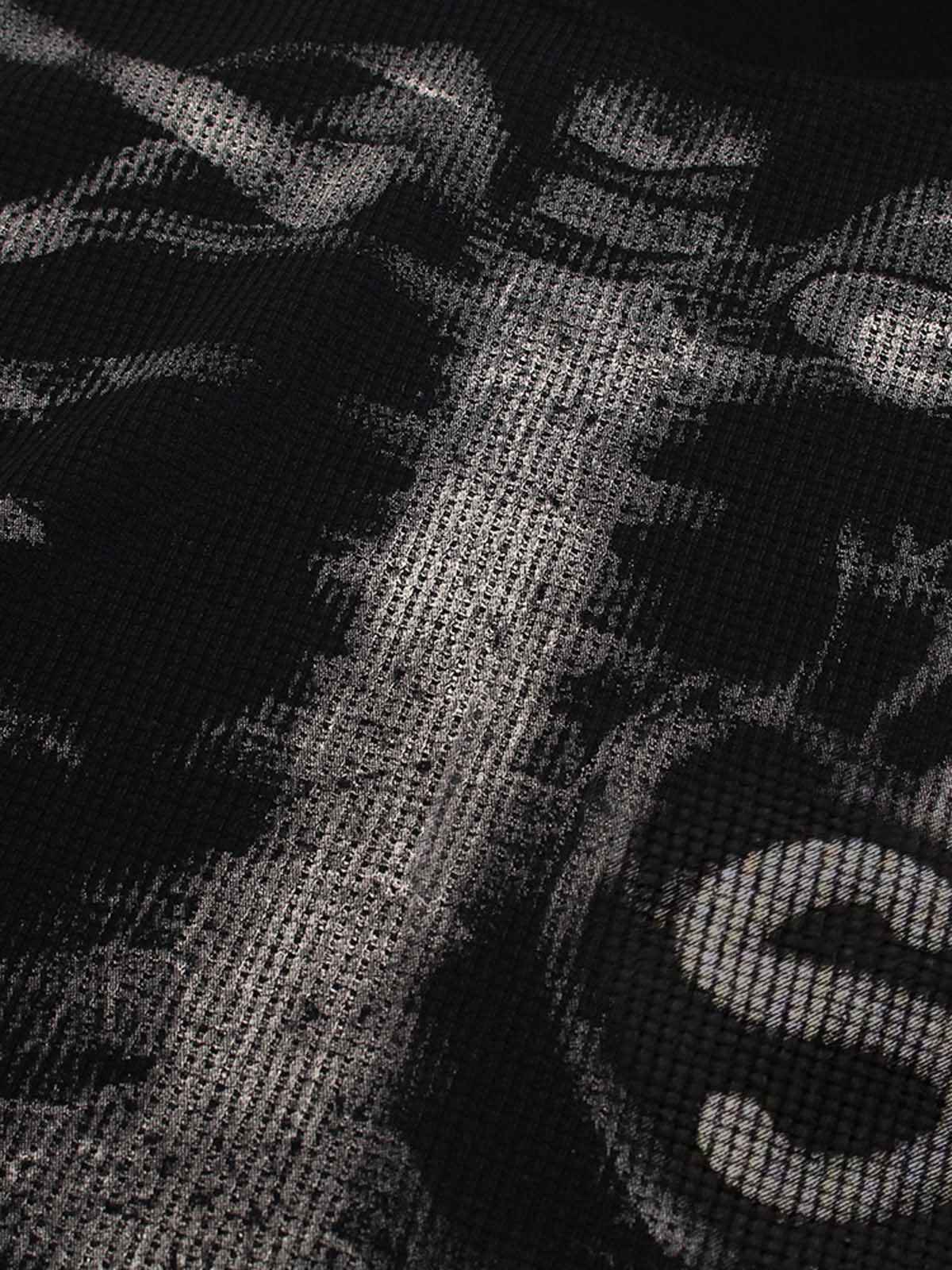 Skeleton Graphic Waffle Sweatshirt - 2495