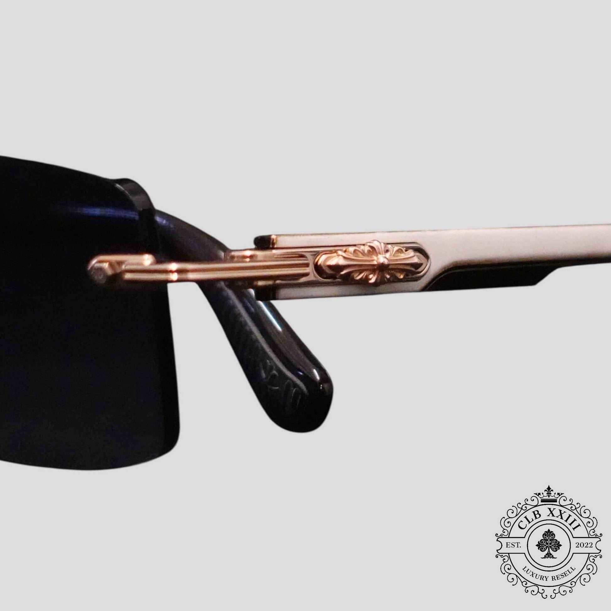 Chrome Hearts Deep II Sunglasses in White/Gold