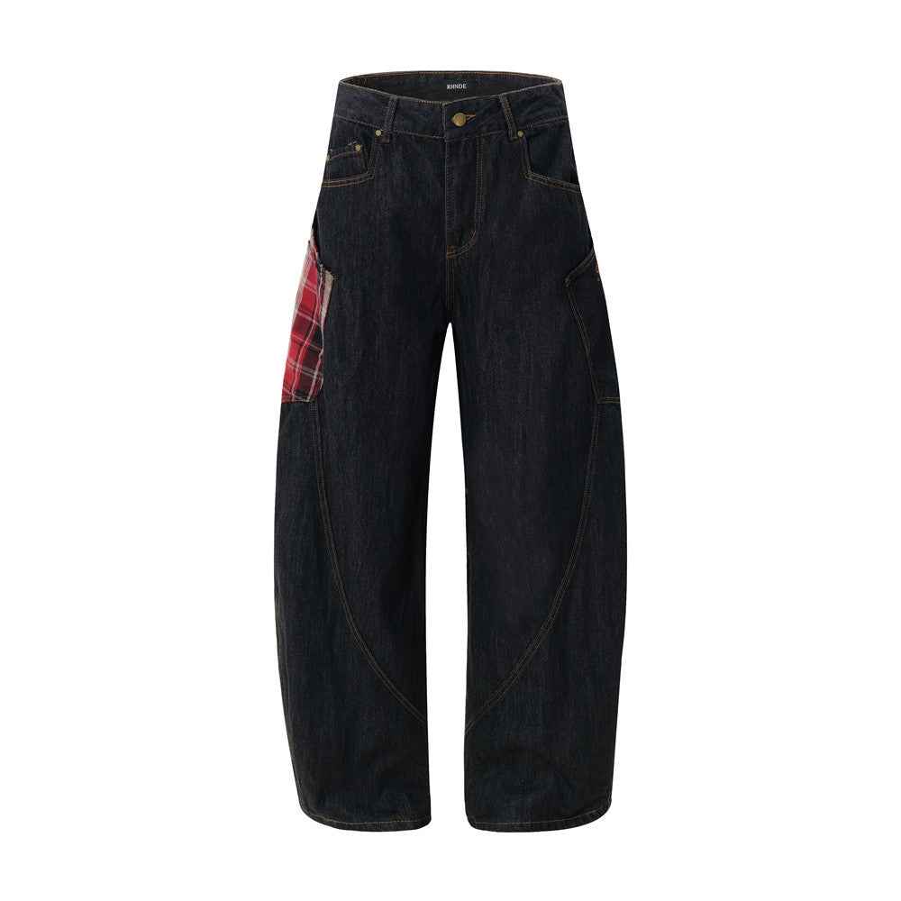 Plaid Patchwork | BAGGY BARREL Jeans