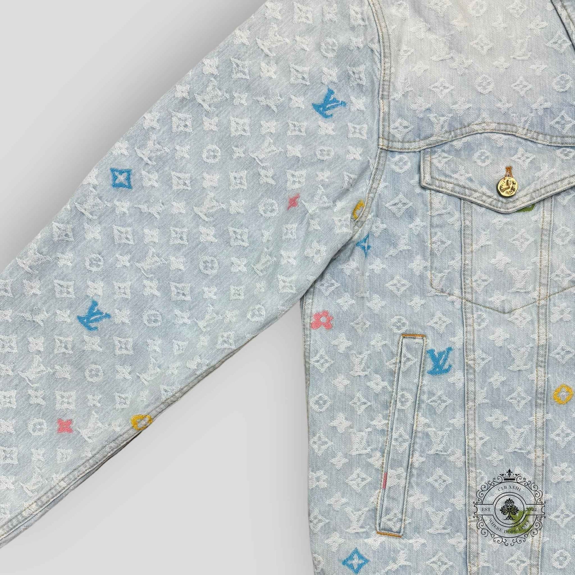 Louis Vuitton Monogram Denim Jacket in Light Wash/Multicolor
