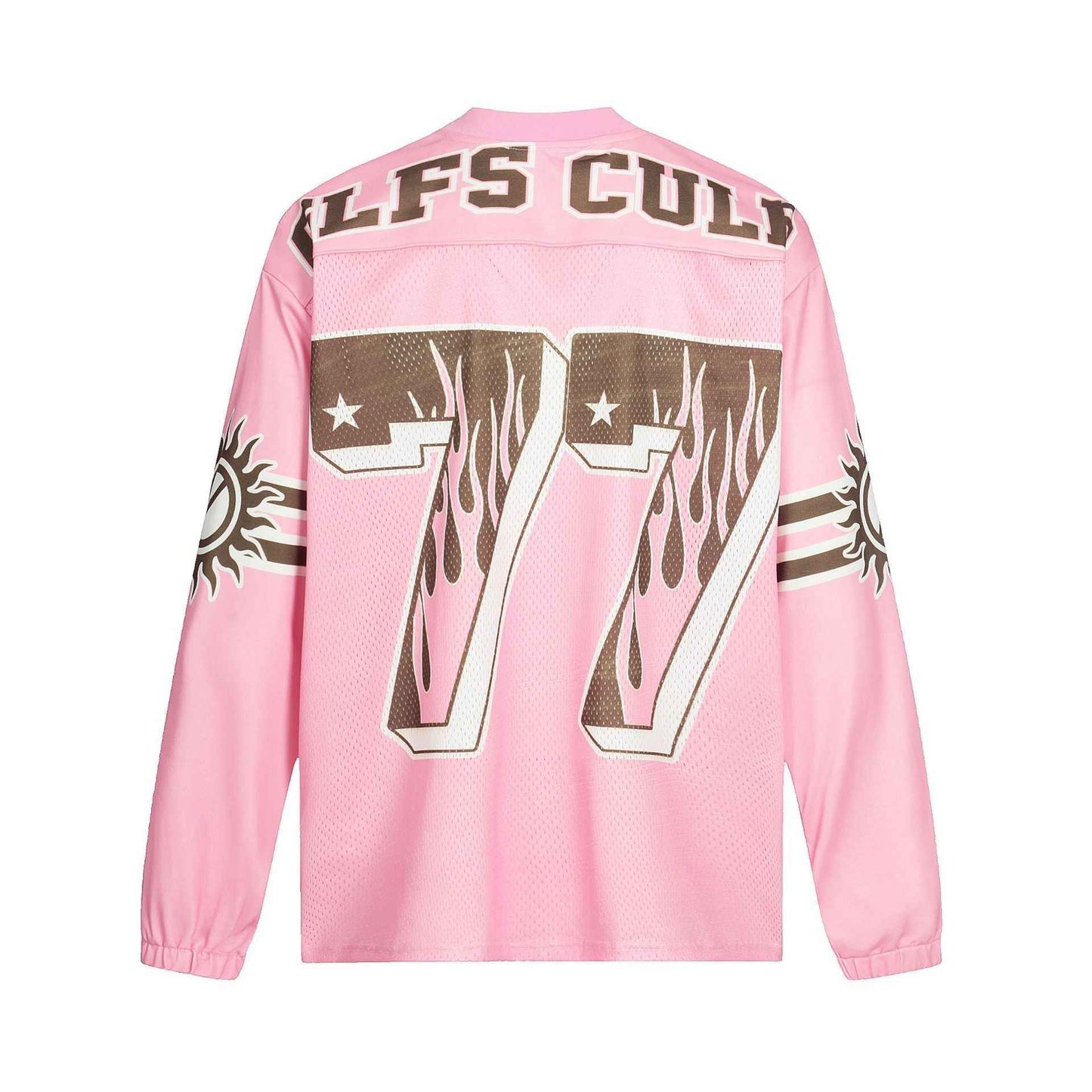 Retro Graphic Flame Number Print | Long-Sleeve Jersey T-Shirt