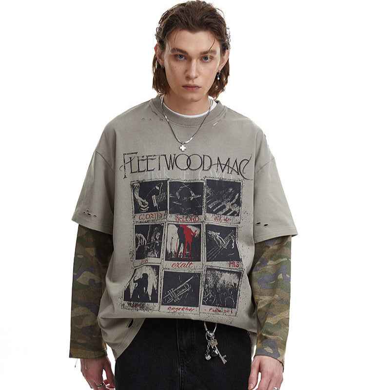 Distressed Camouflage | Two-Piece Graphic T-Shirt