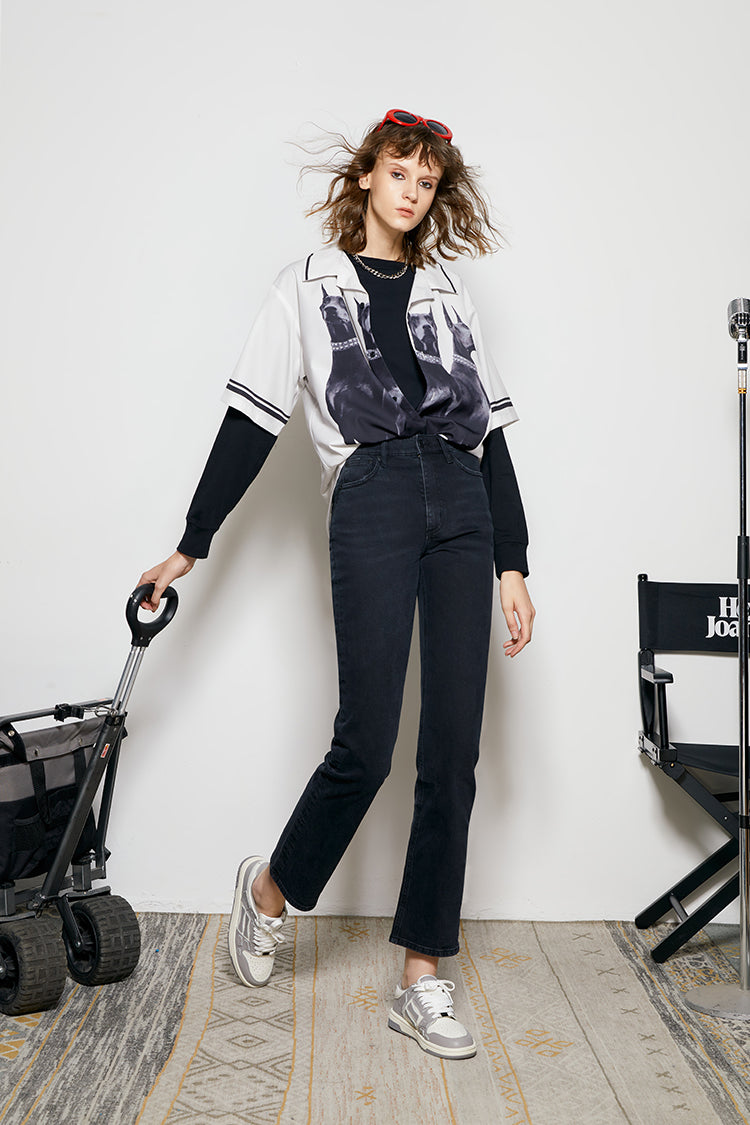 Activity Grrrl High Rise Kick Crop Jeans HJ017 - JUSTLUXURY