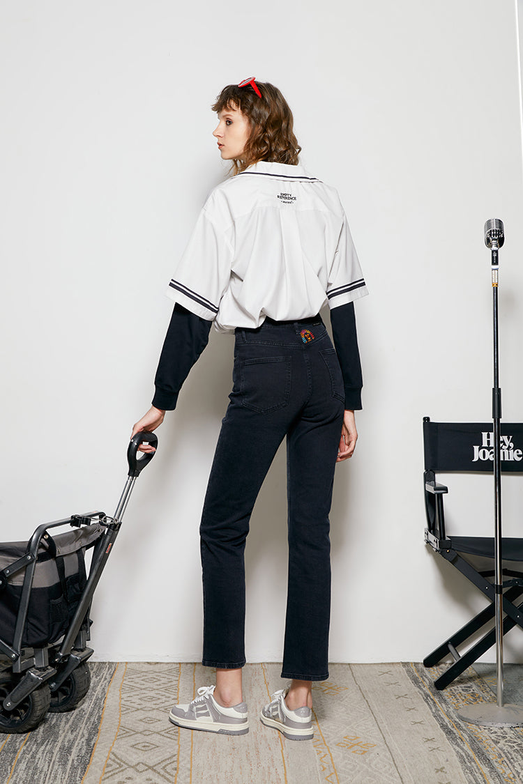 Activity Grrrl High Rise Kick Crop Jeans HJ017 - JUSTLUXURY