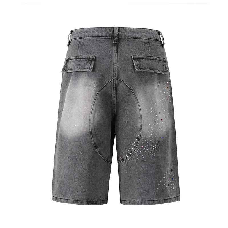 Starry Washed Rhinestone | Denim Shorts