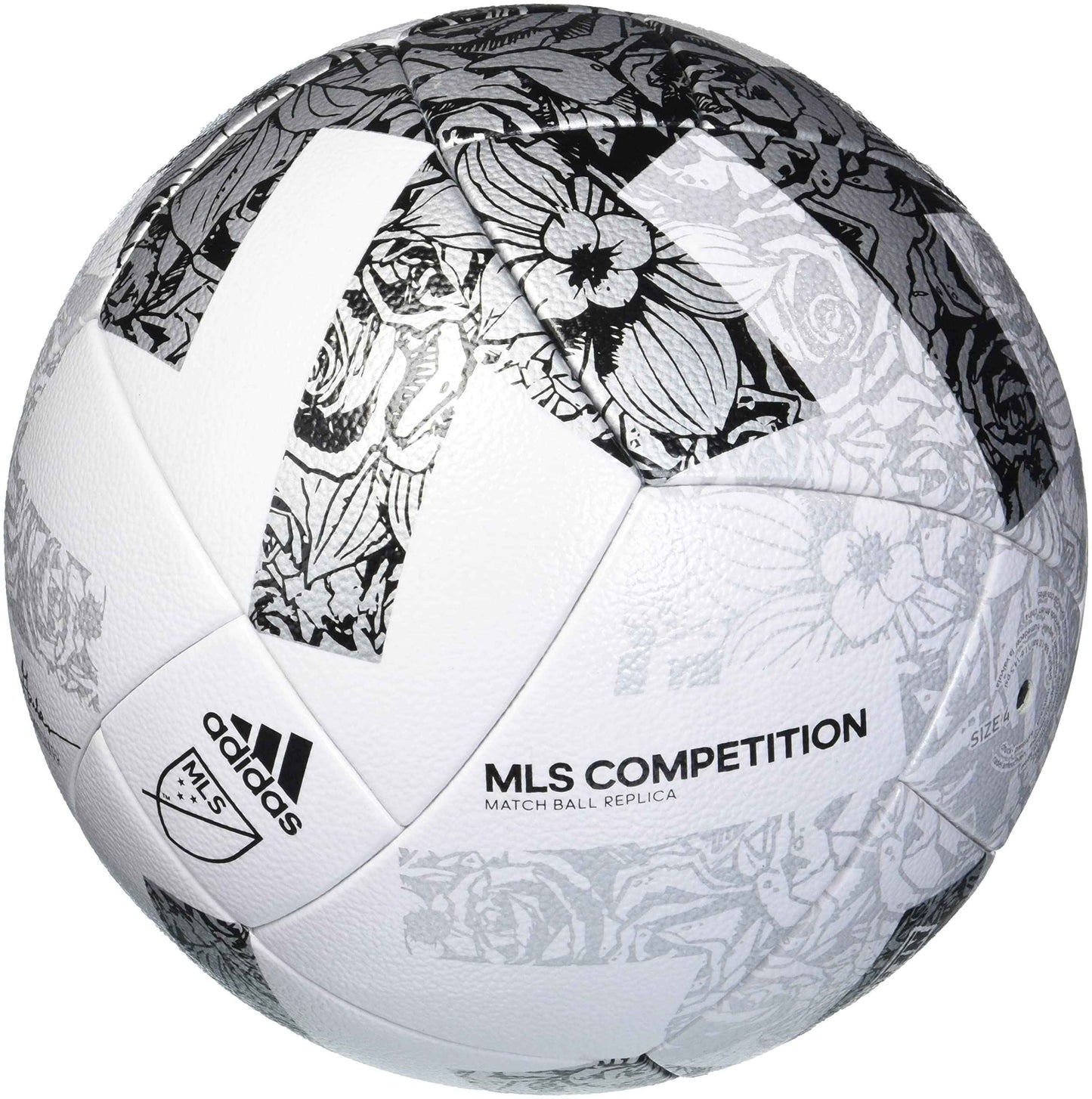 adidas MLS Competition Match Ball Replica Soccer Ball White/Silver Metallic/Black 5