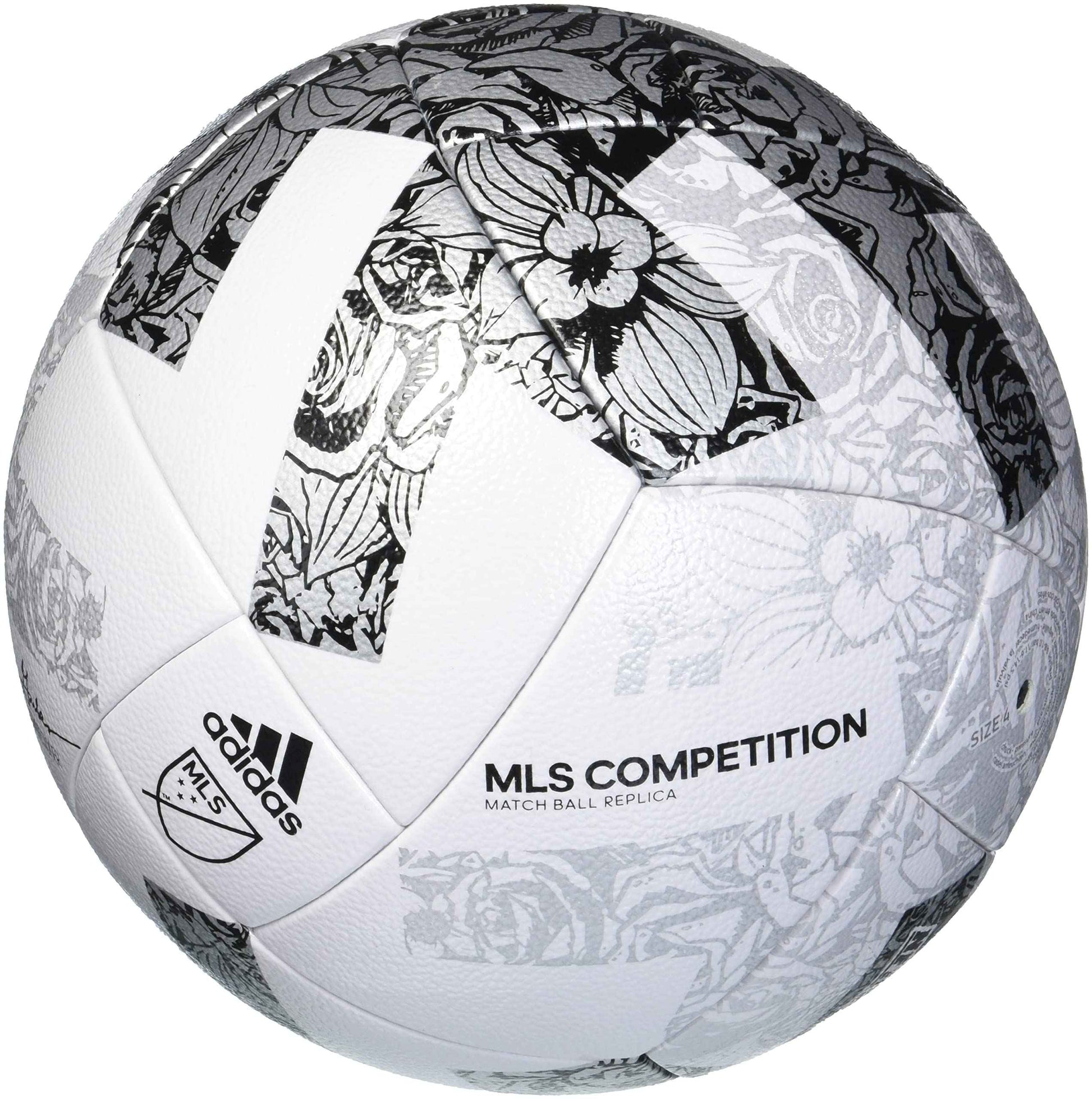 adidas MLS Competition Match Ball Replica Soccer Ball White/Silver Metallic/Black 5
