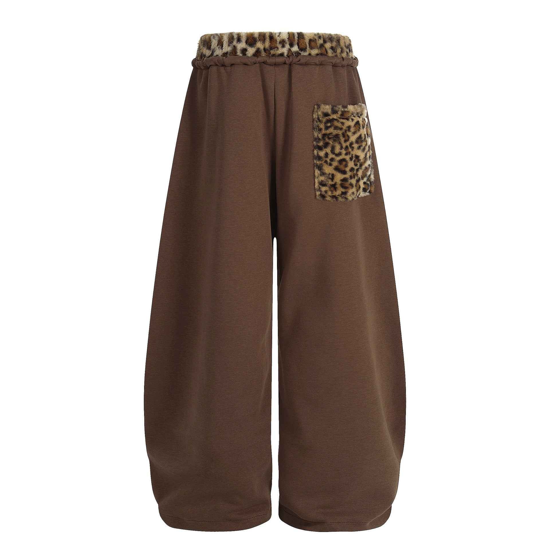 Faux-fur Leopard| Embroidery Barrel Pants