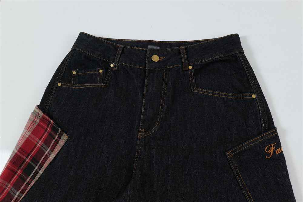 Plaid Patchwork | BAGGY BARREL Jeans