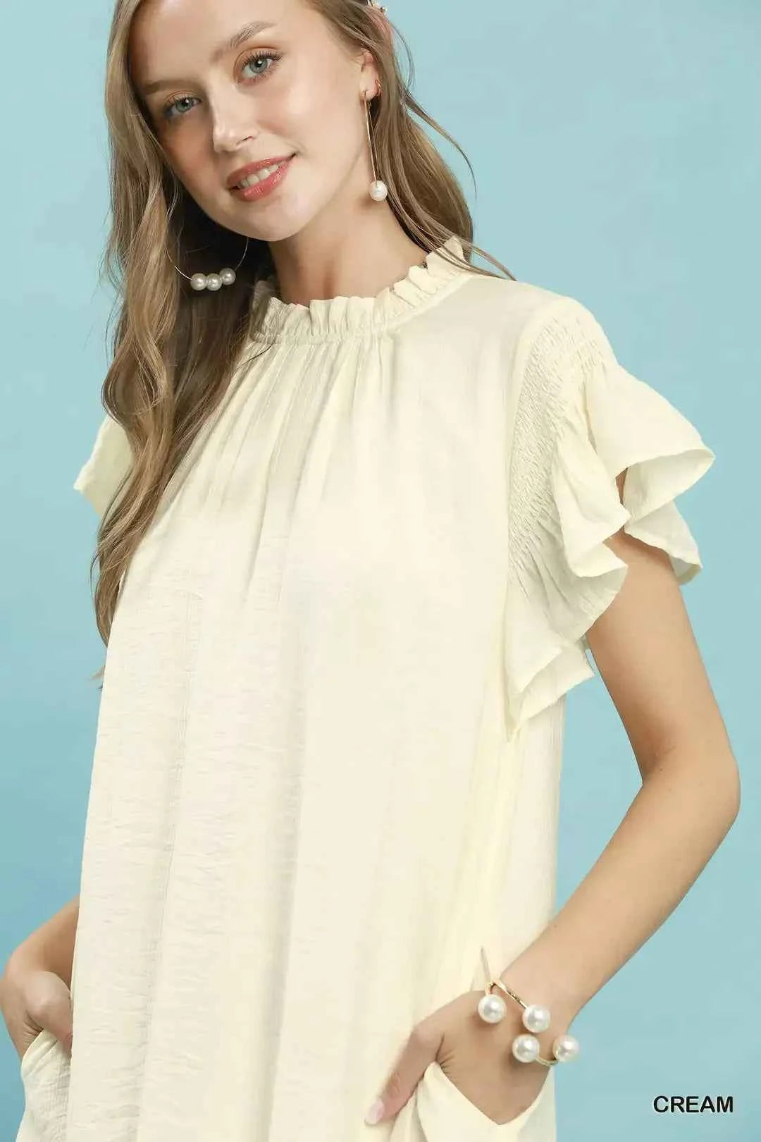 Umgee Ruffle Flutter Sleeve Dress