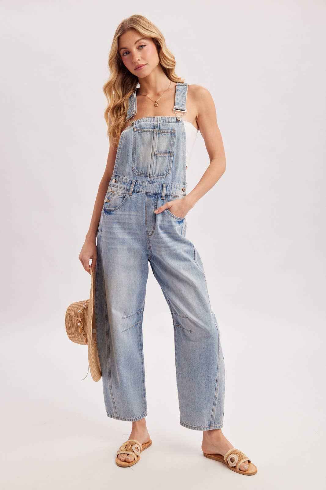 Farrah Denim Barrel Overalls