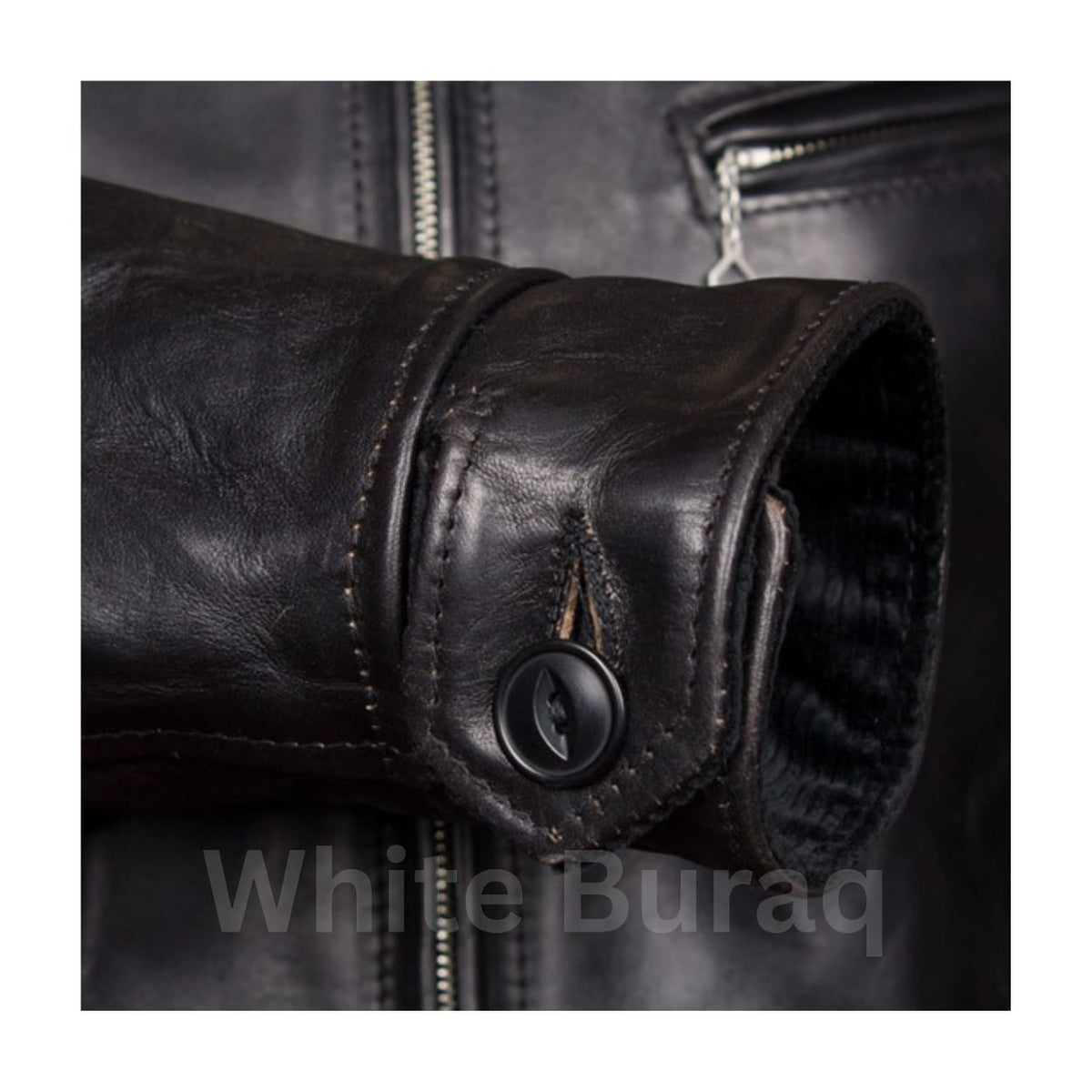 Men's Black Horsehide Half-Belt Leather Jacket