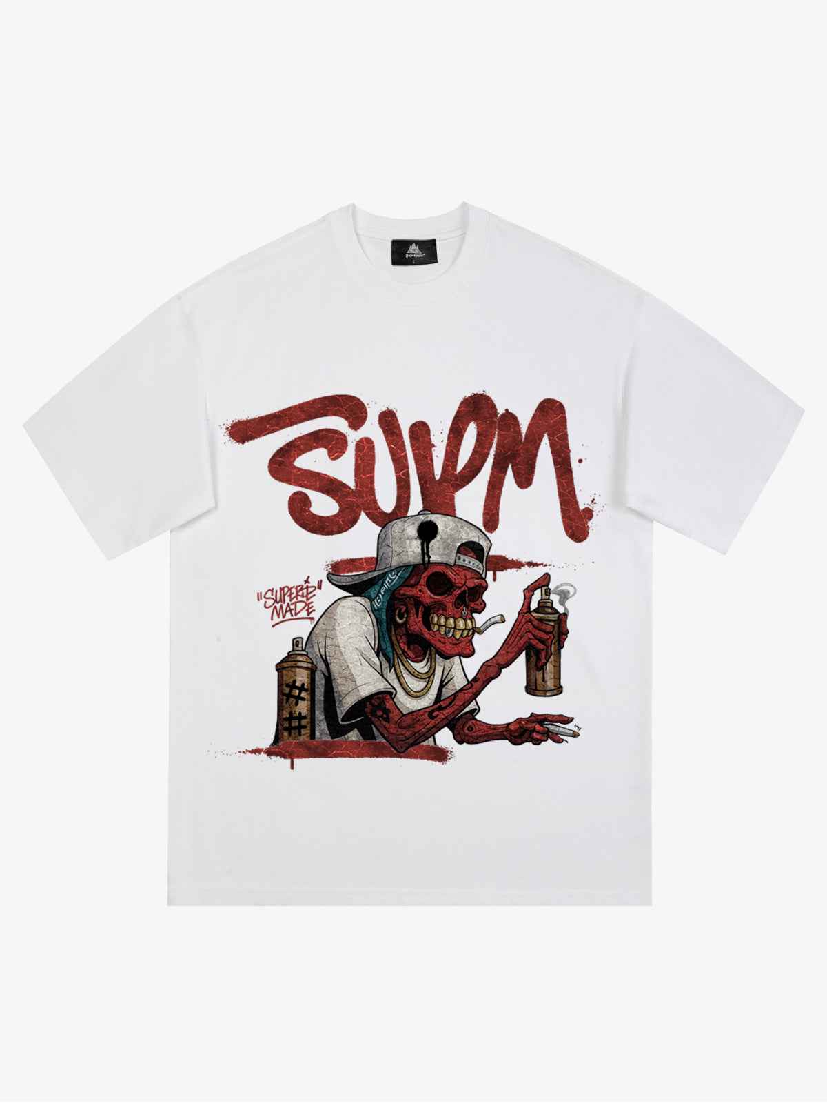 Street Trendy Skull Spray-Paint Graffiti Master T-Shirt