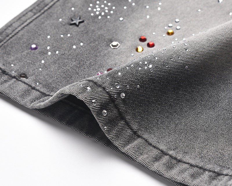 Starry Washed Rhinestone | Denim Shorts