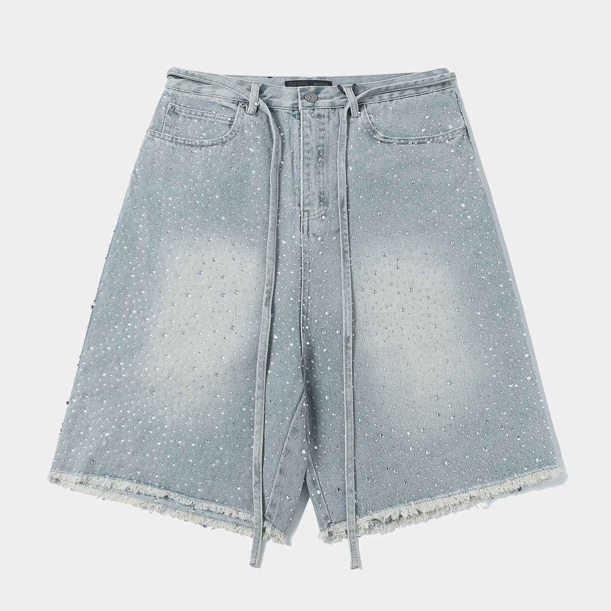 Rhinestone Frayed | Denim Shorts
