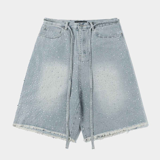 Rhinestone Frayed | Denim Shorts