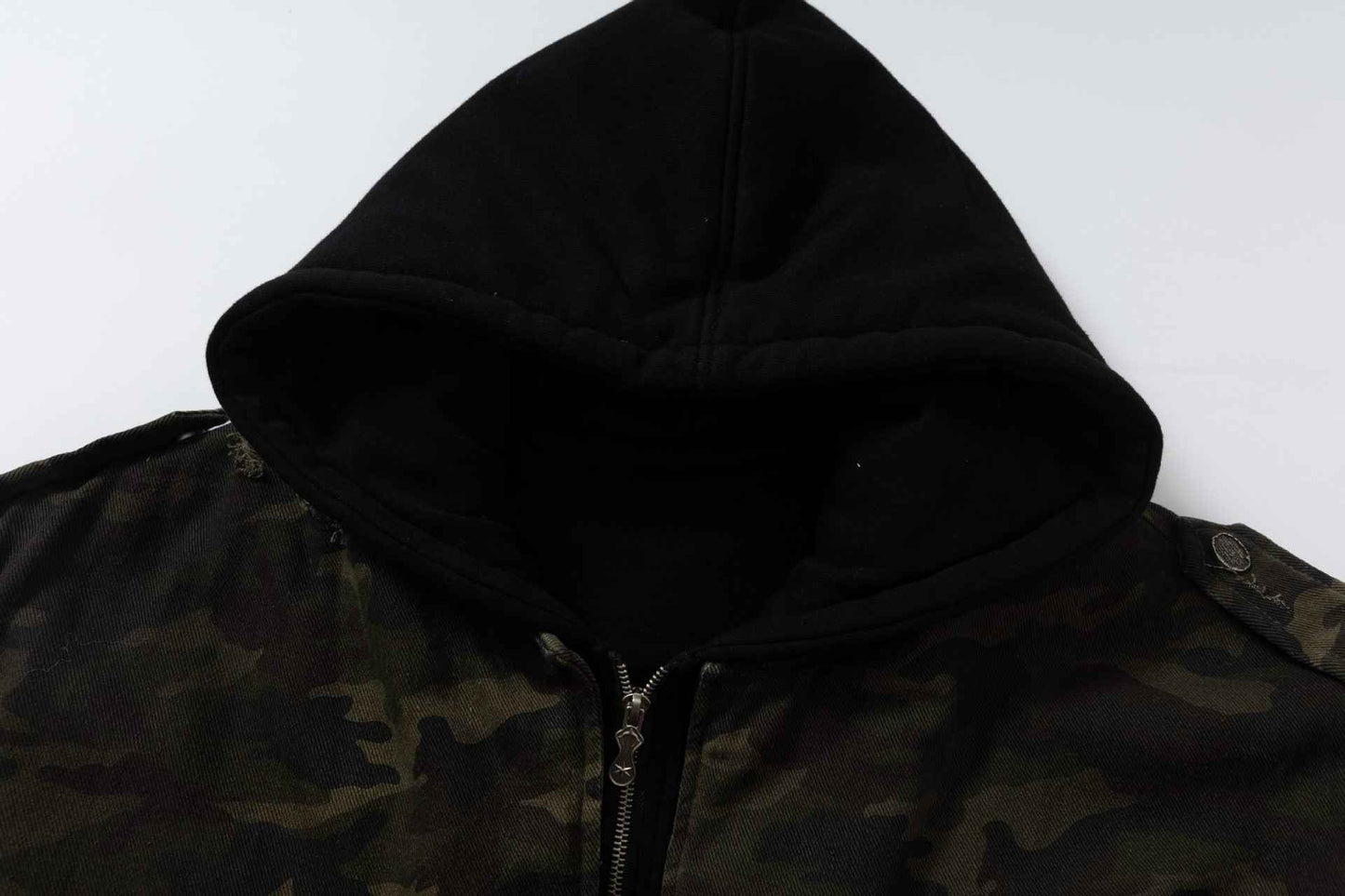 Camo Distressed | Metal Button Coat