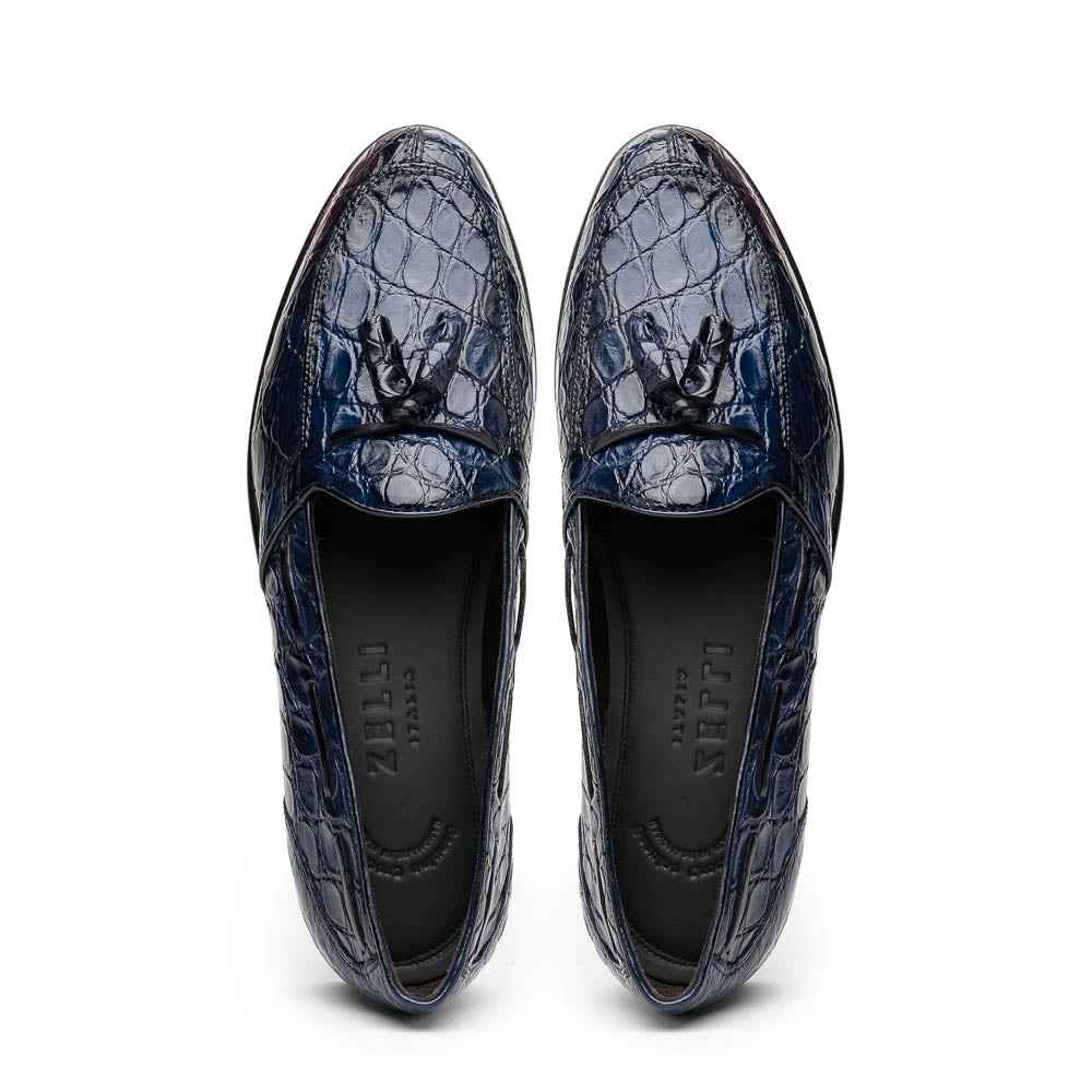 11-582-NVY FRANCO Crocodile Tassel Loafer, Navy