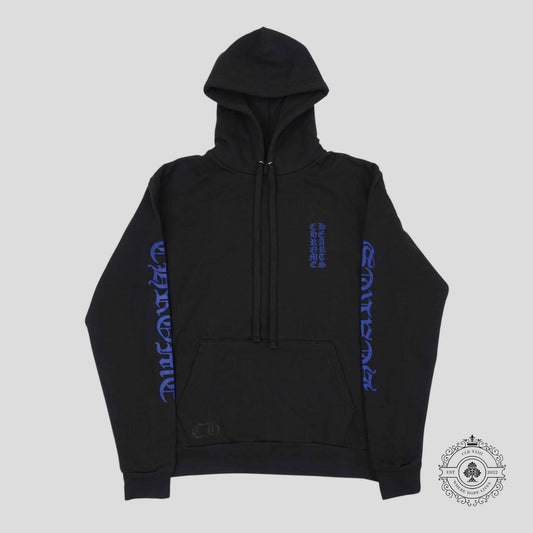 Chrome Hearts Vertical Logo Hoodie in Black/Blue