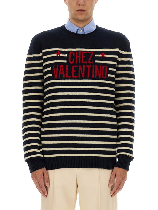 Valentino Men "Chez Valentine" Wool Sweater