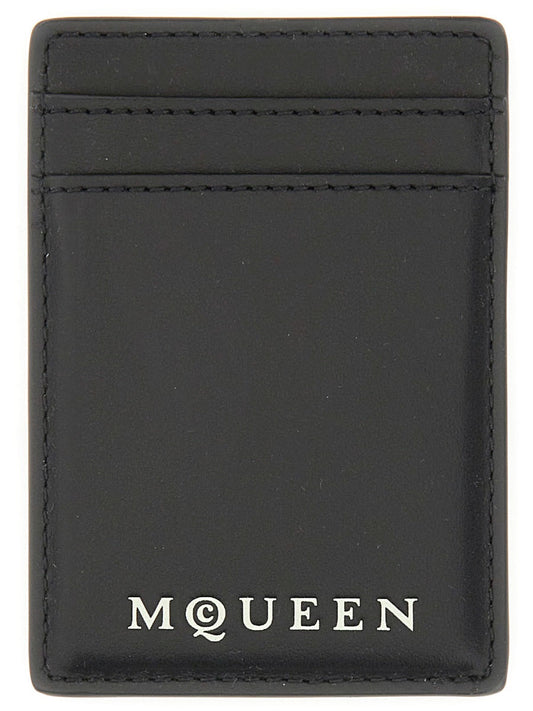 Alexander Mcqueen Men Magnetic Card Holder With Logo