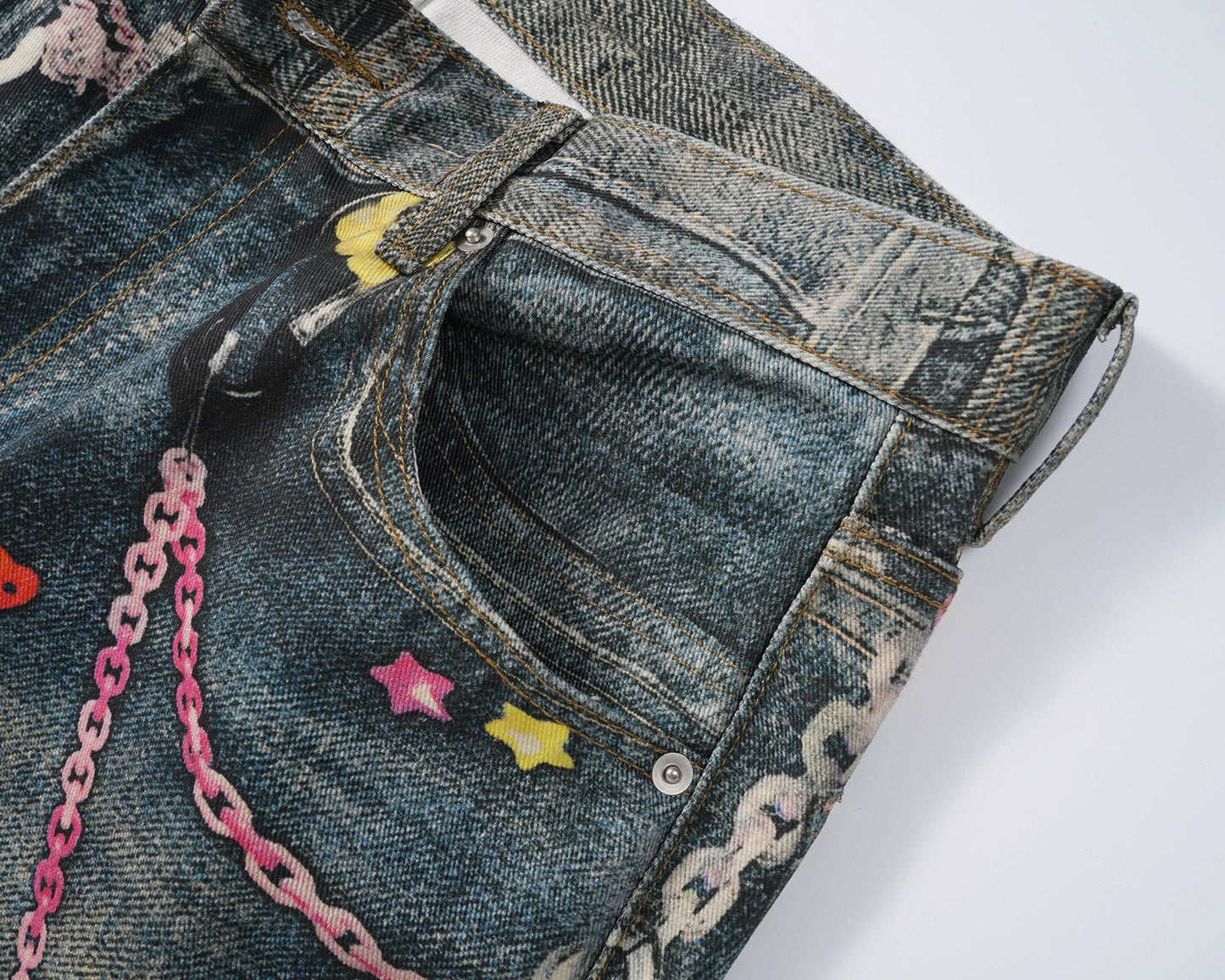 Pastel Chain Print | Denim Jeans