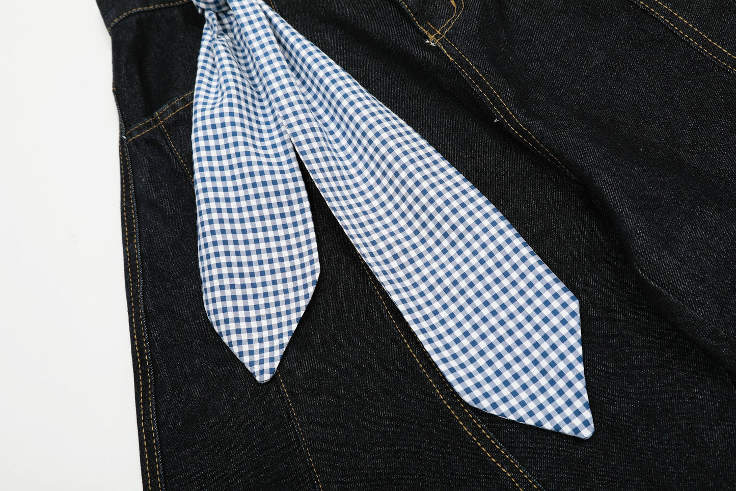 Gingham Tie Barrel | Baggy Jeans