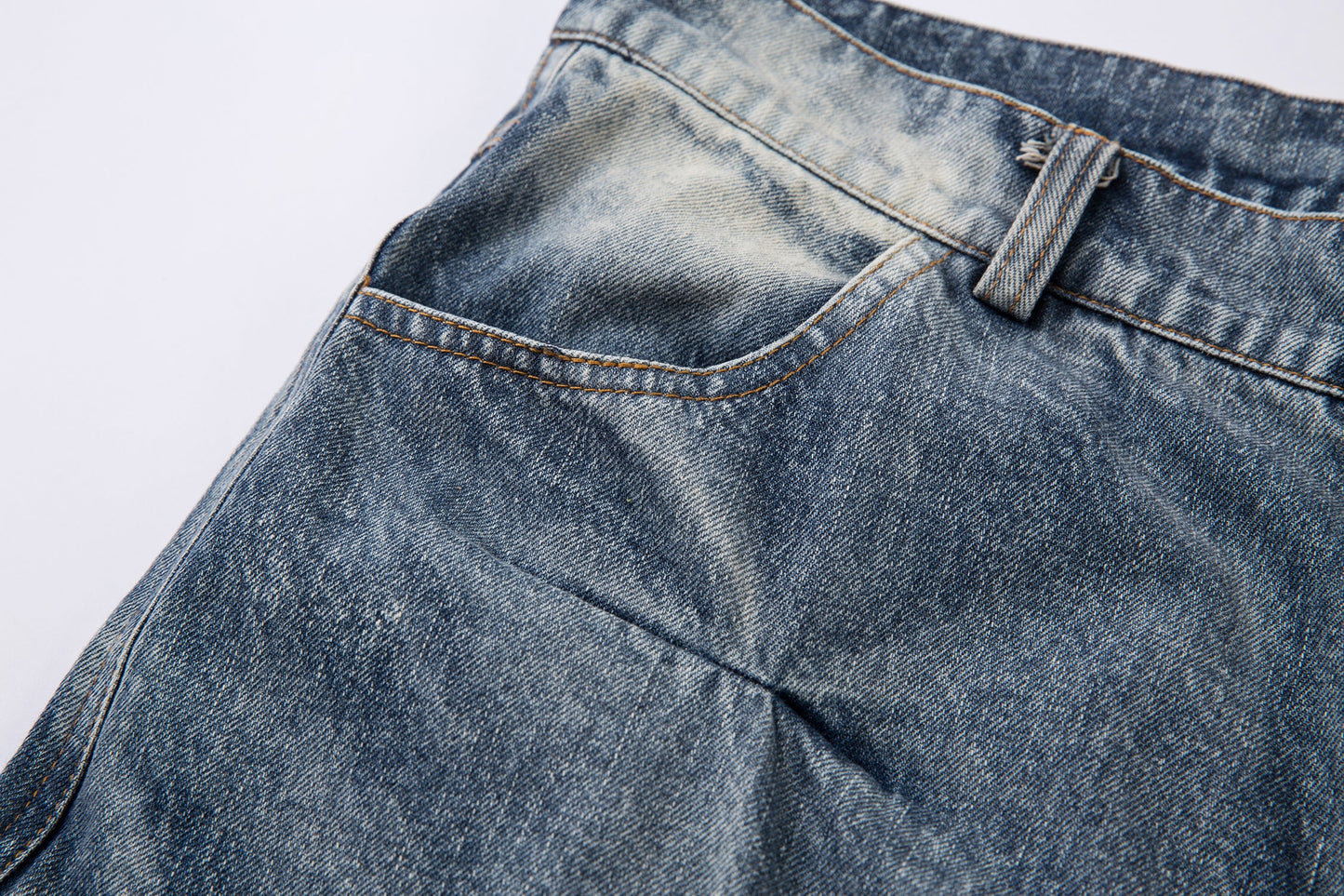 Washed Grid Pleat | Denim Jeans