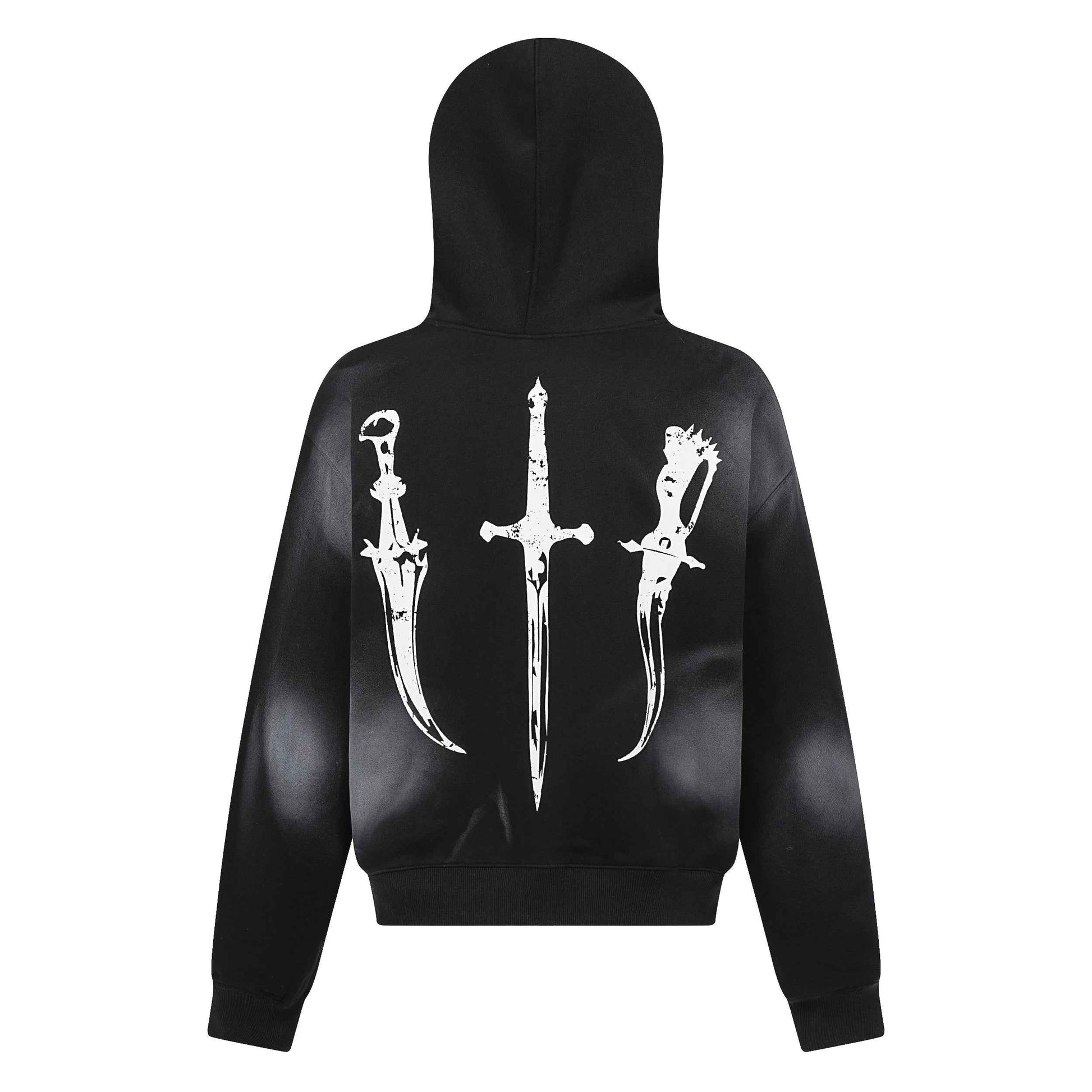 Gothic Distressed Print | Zip-Up Hoodie