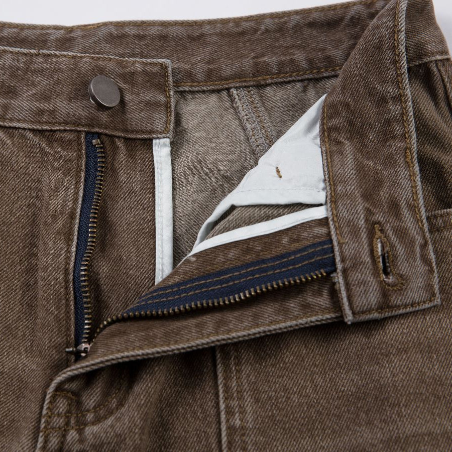 Brown Wash Cargo Barrel Jeans