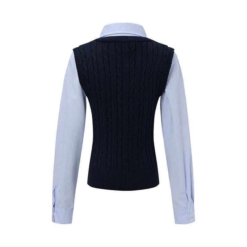 Layer Knit | Preppy Shirt Vest Combo