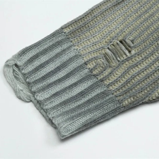 Faded Ribbed Knit Sweater