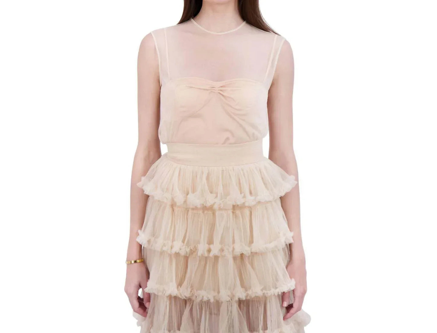 Gilded Fairy Crew Neck Tulle Top