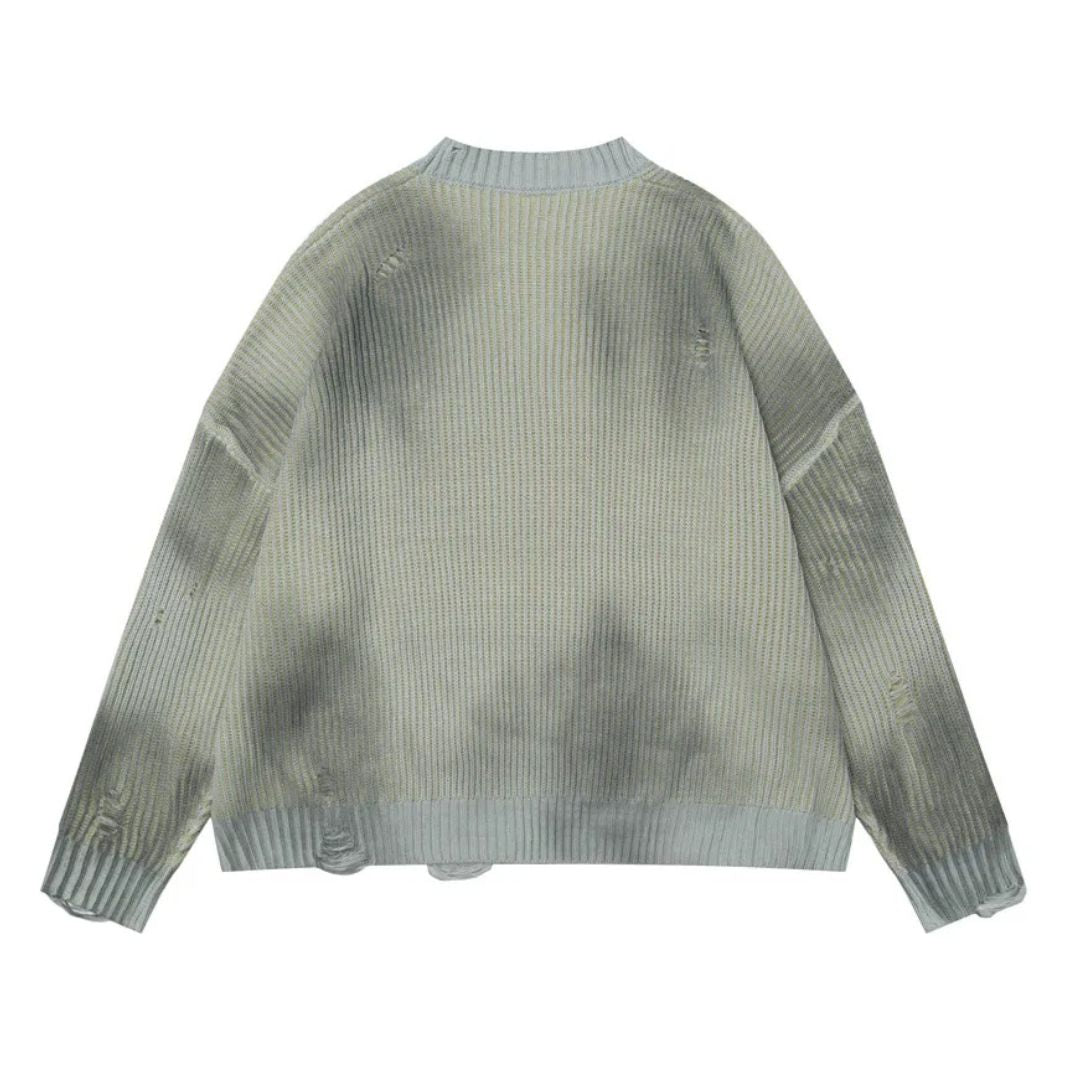 Faded Ribbed Knit Sweater