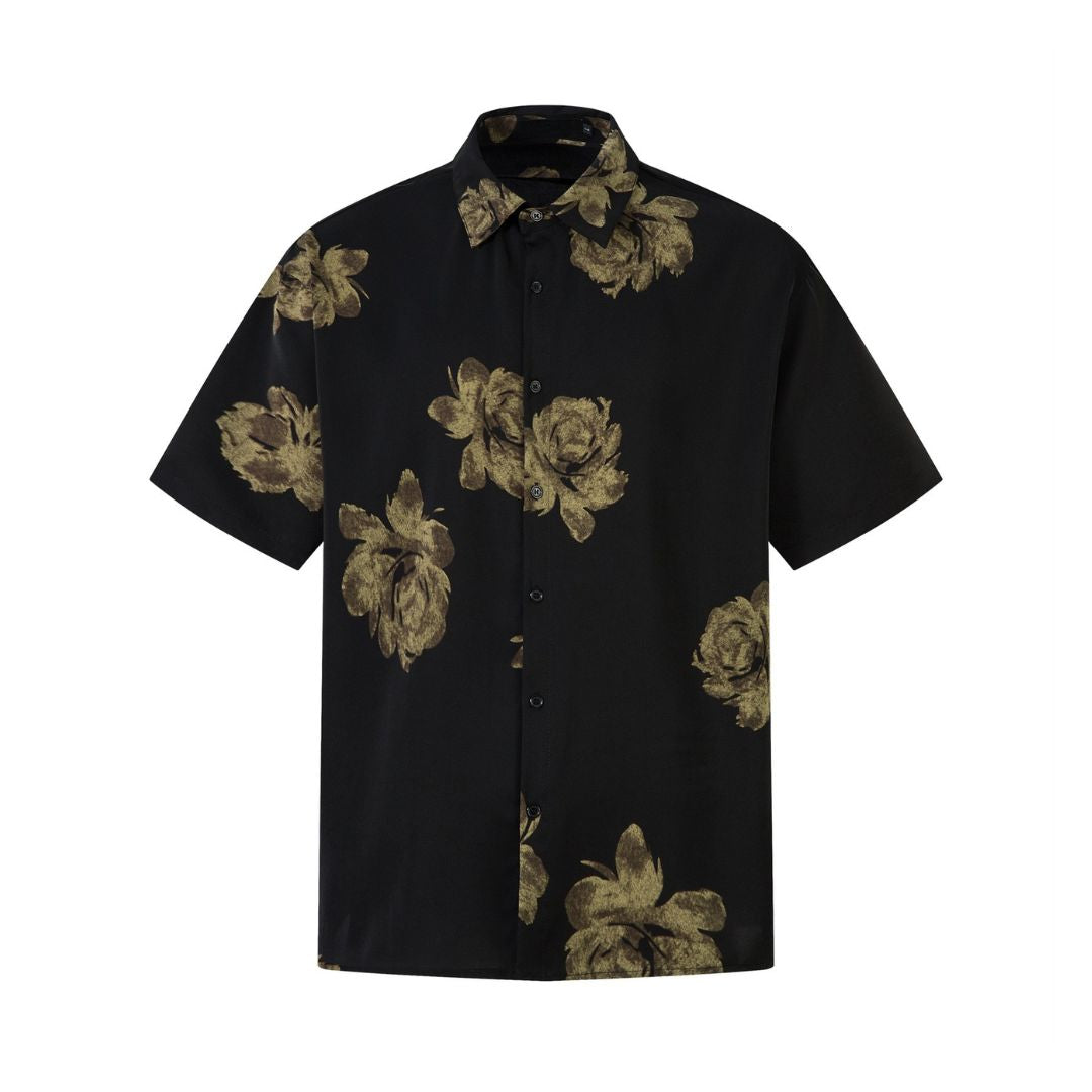 Dark Floral Button-Down Shirt