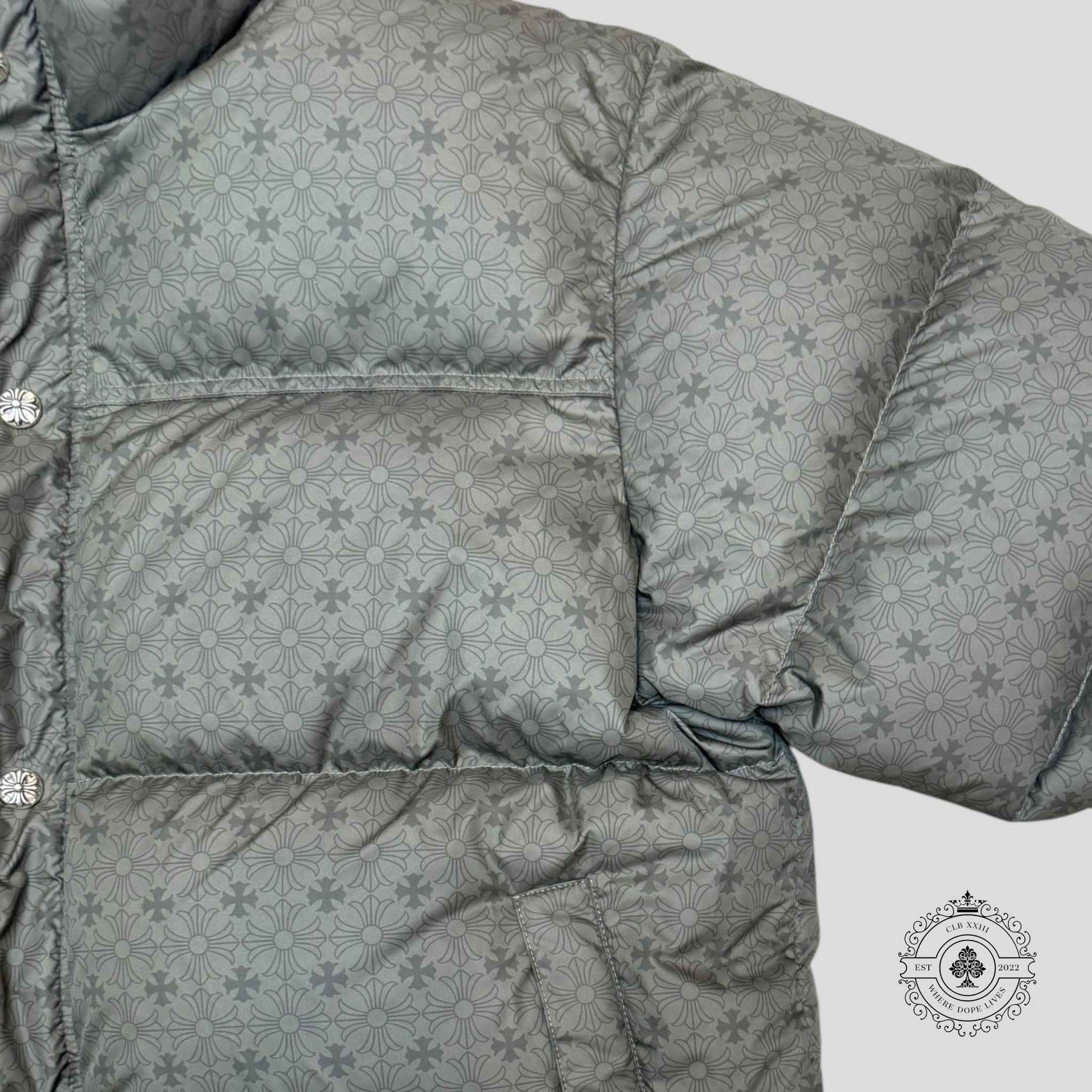 Chrome Heart Plus Pattern Puffer Jacket in Olive Green