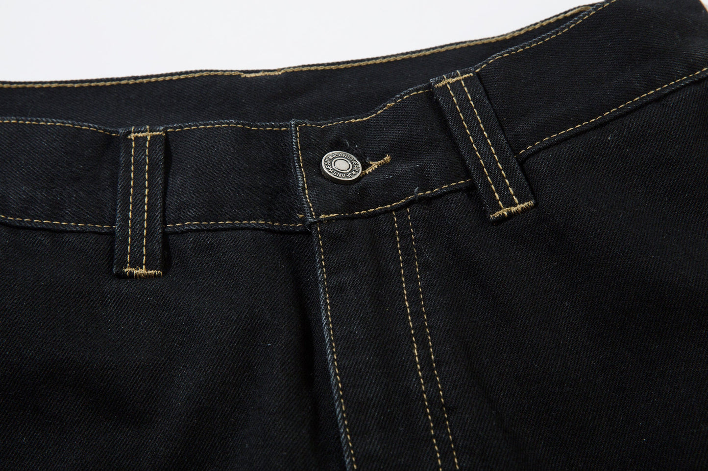 Geometric Stitch | Black Jeans